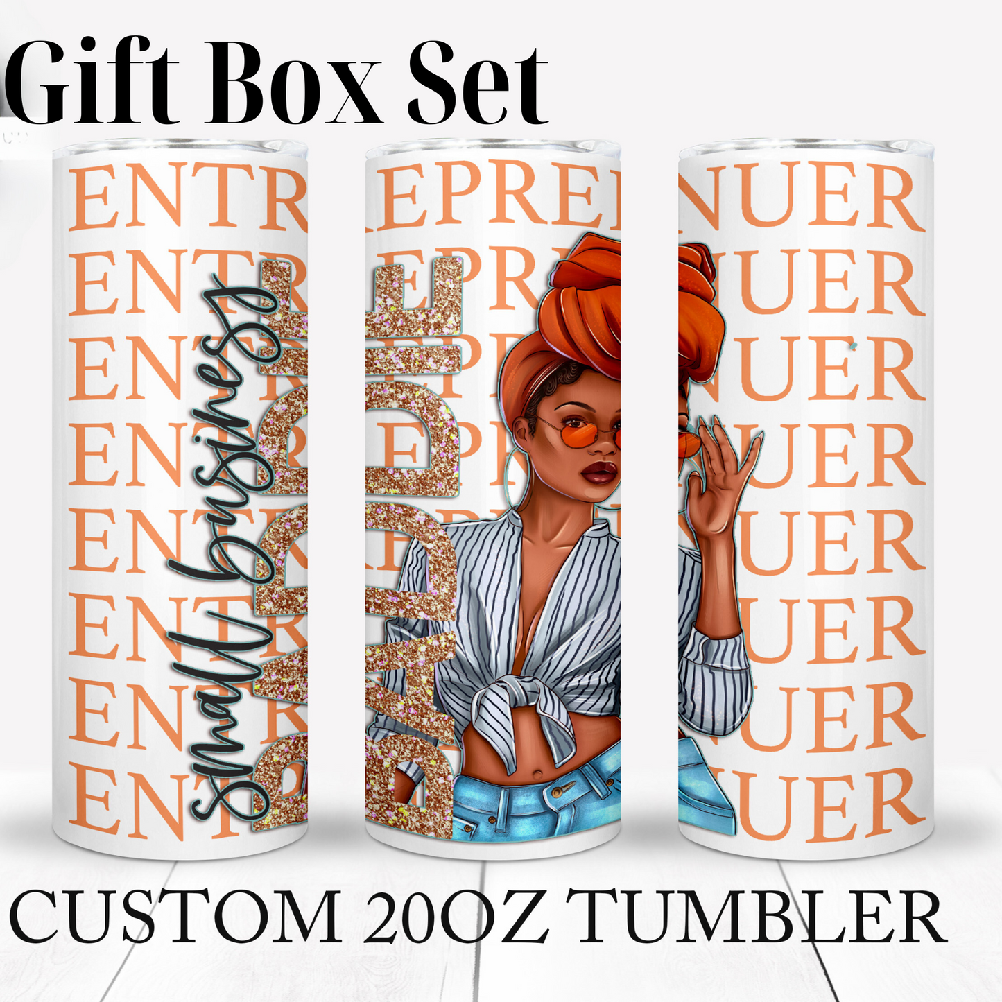 Small Business Baddie Entrepreneur Gift Box Personalized Box With Tumbler Journal Pen Tote Bag