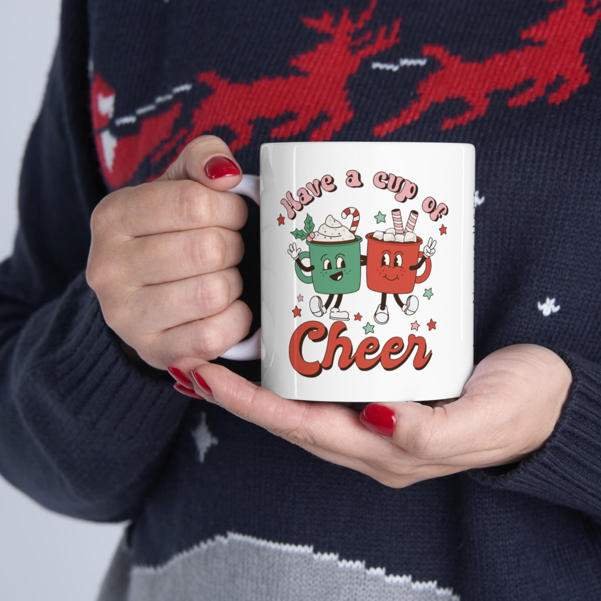 Retro Christmas Mug Add a Name
