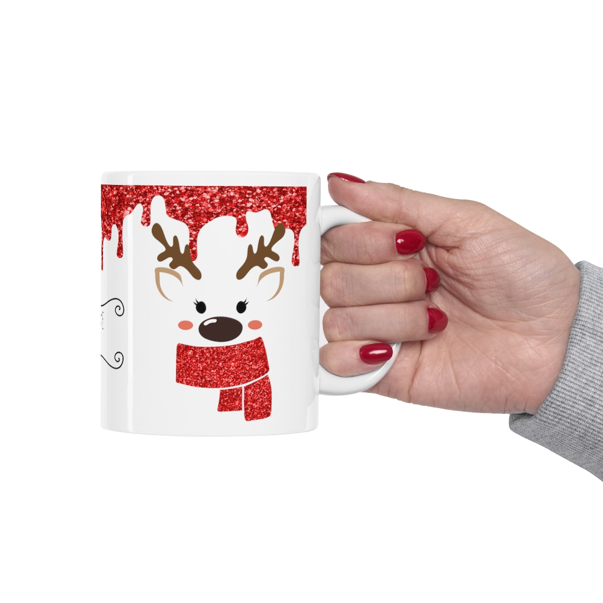 Red Reindeer Christmas Mug Add Name