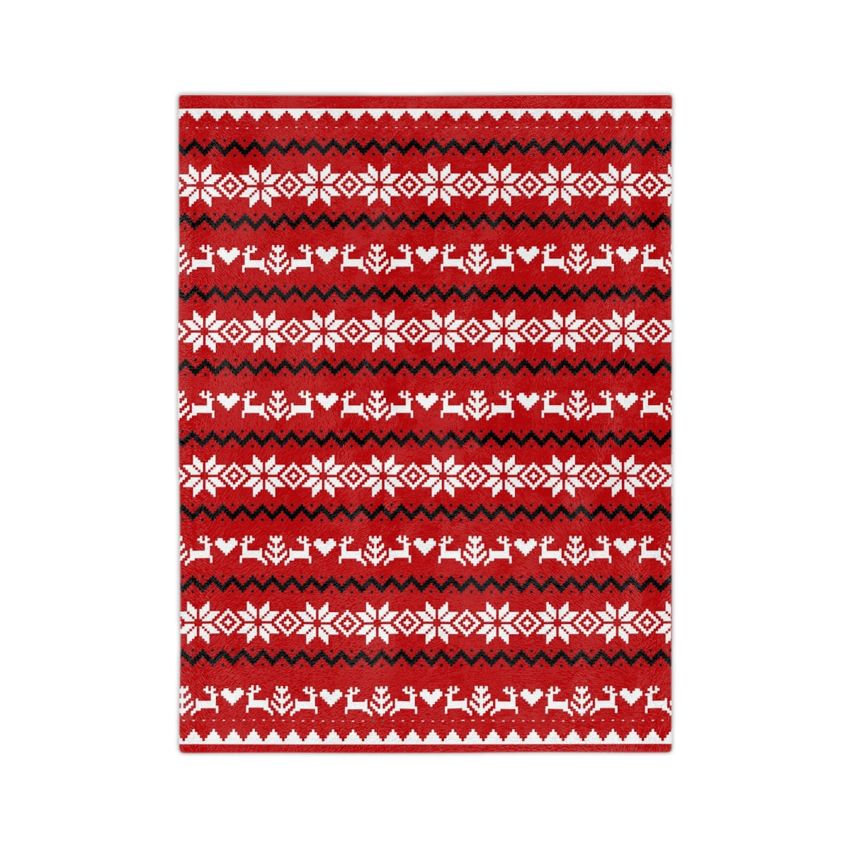 Red White Black Ugly Christmas Sweater Design Christmas Blanket or Throw| Velveteen Minky Blanket | Winter Deer and Snowflake Cover