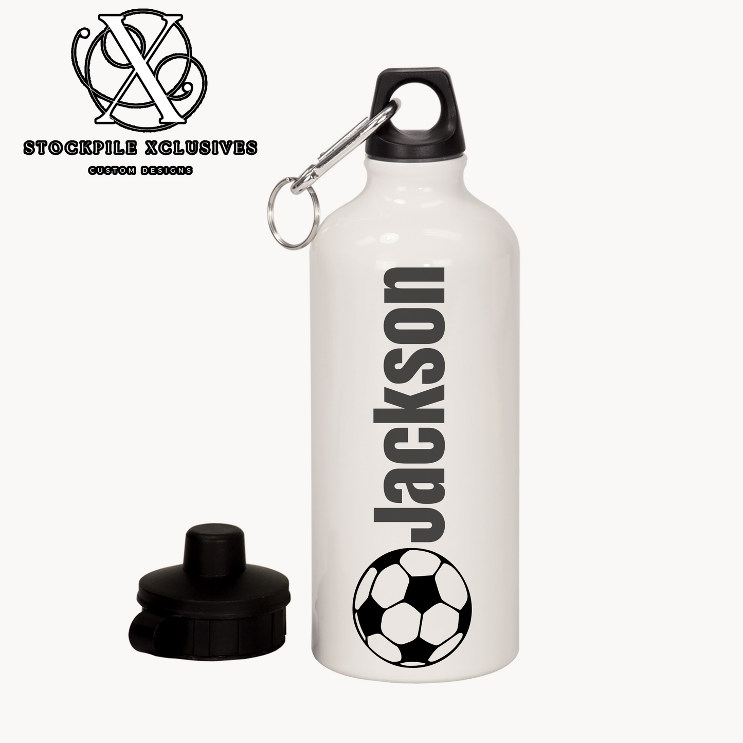 Soccer Team Player 20 oz Aluminum Water Bottle with carabiner