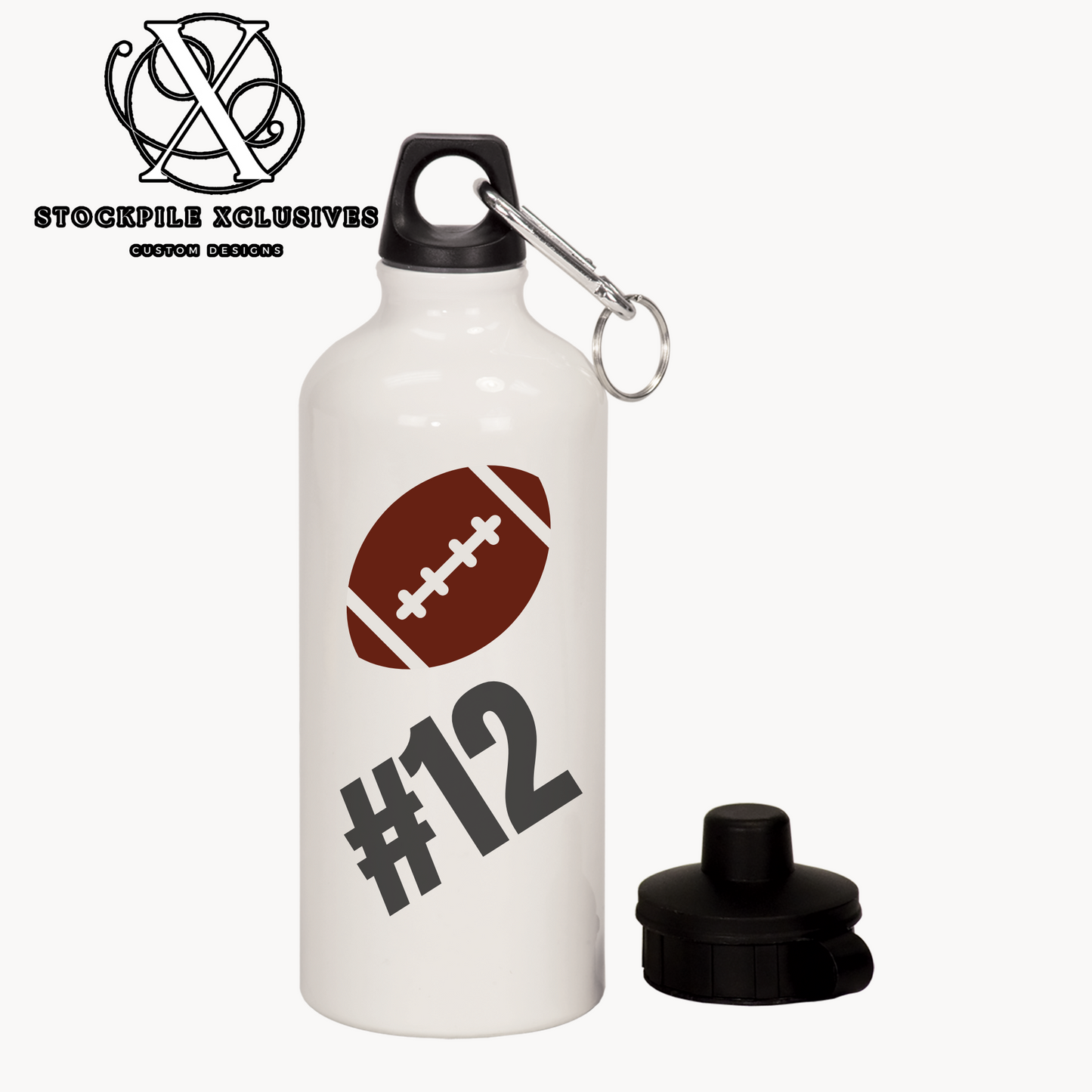 Football Team Player 20 oz Aluminum Water Bottle with carabiner