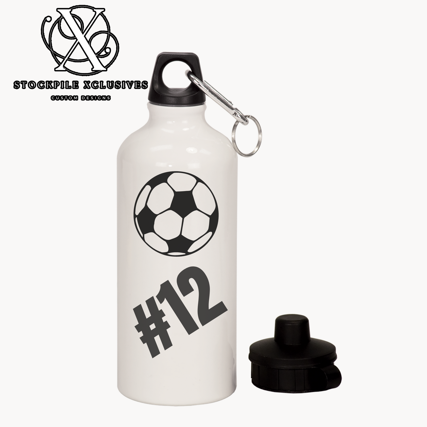 Soccer Team Player 20 oz Aluminum Water Bottle with carabiner
