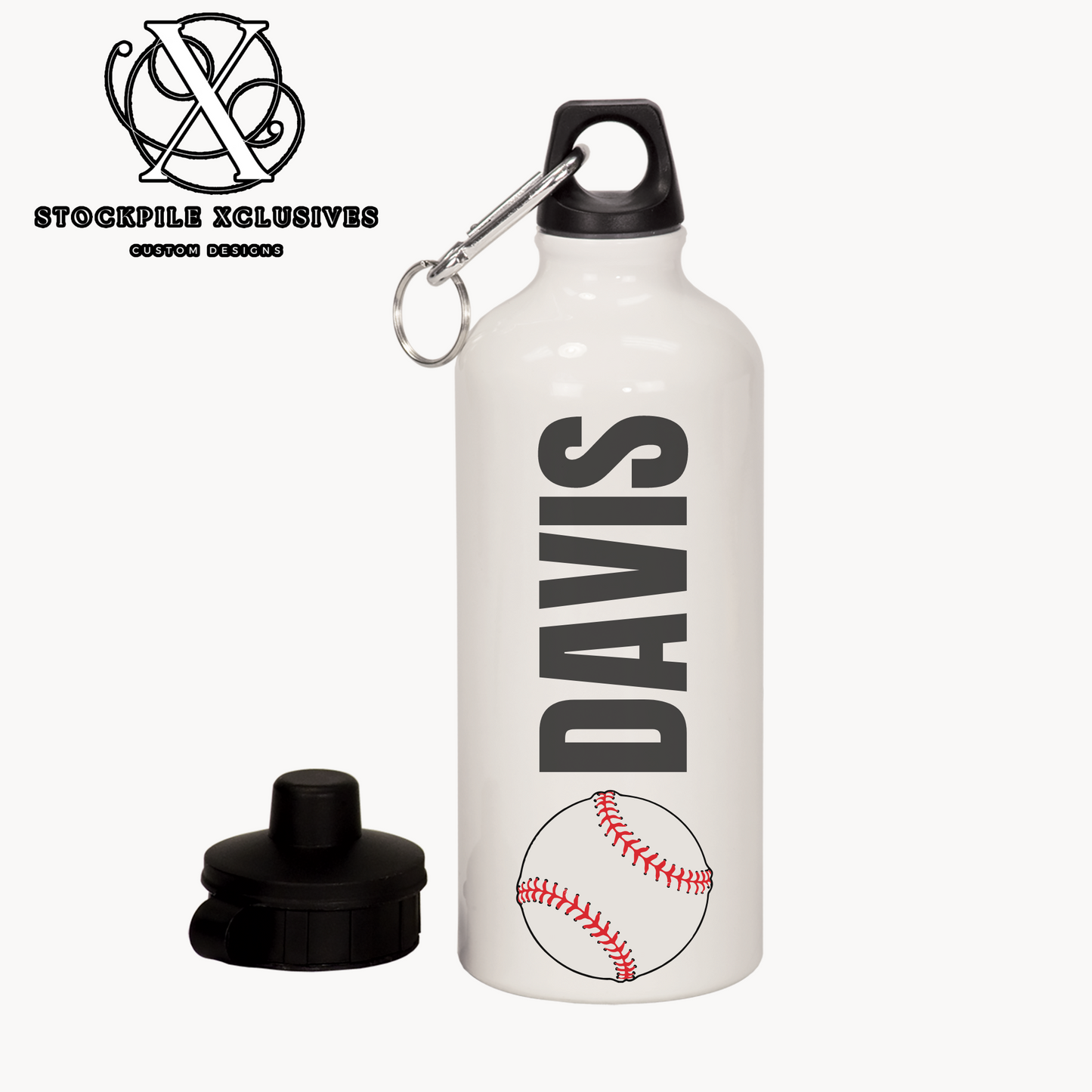 Baseball Team Player 20 oz Aluminum Water Bottle with carabiner