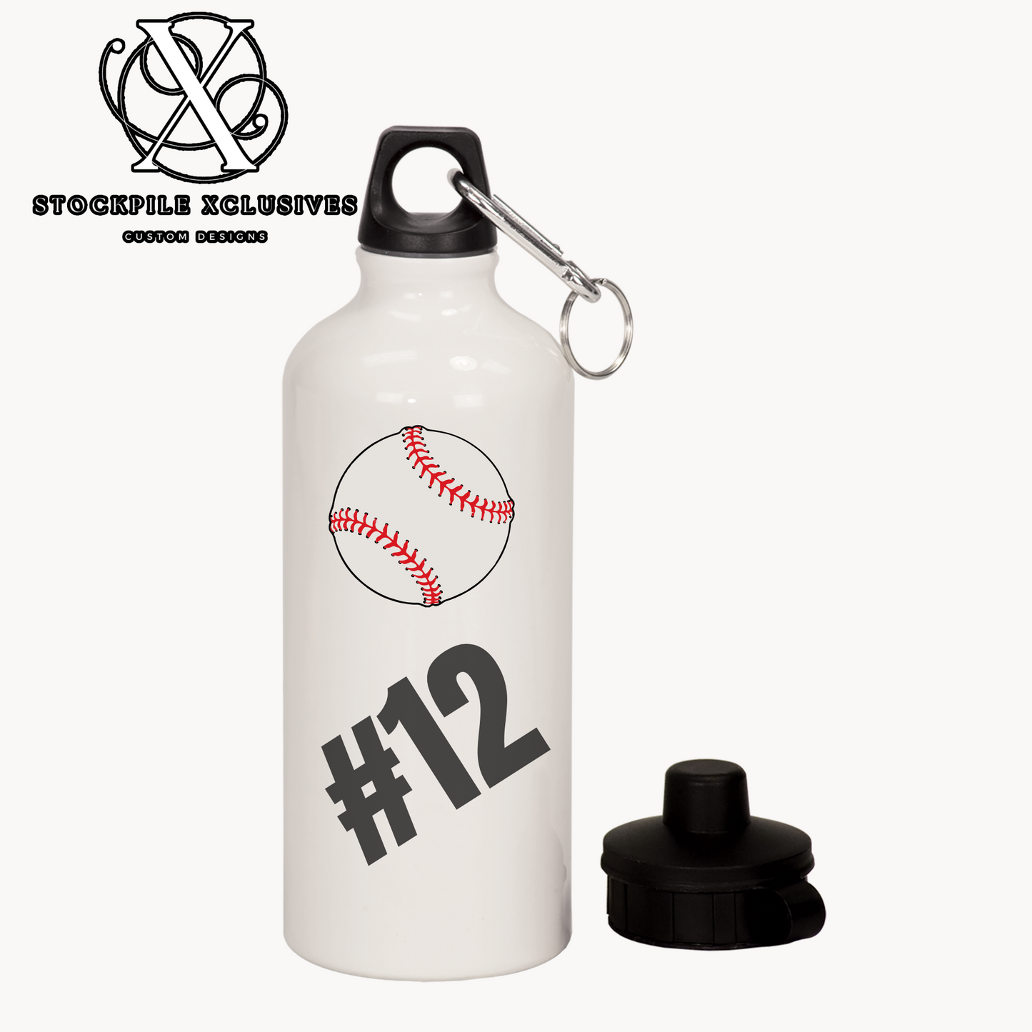 Baseball Team Player 20 oz Aluminum Water Bottle with carabiner