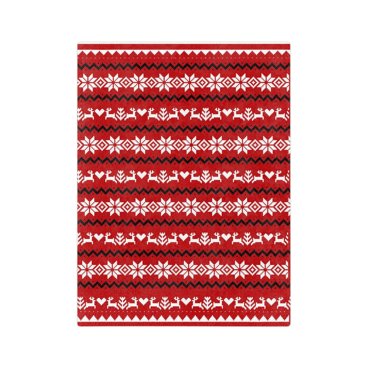 Red White Black Ugly Christmas Sweater Design Christmas Blanket or Throw| Velveteen Minky Blanket | Winter Deer and Snowflake Cover