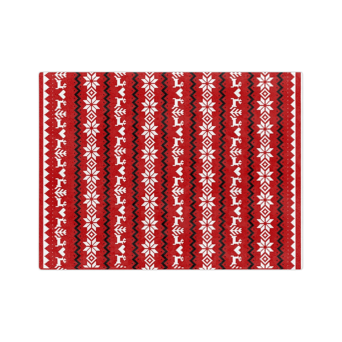 Red White Black Ugly Christmas Sweater Design Christmas Blanket or Throw| Velveteen Minky Blanket | Winter Deer and Snowflake Cover