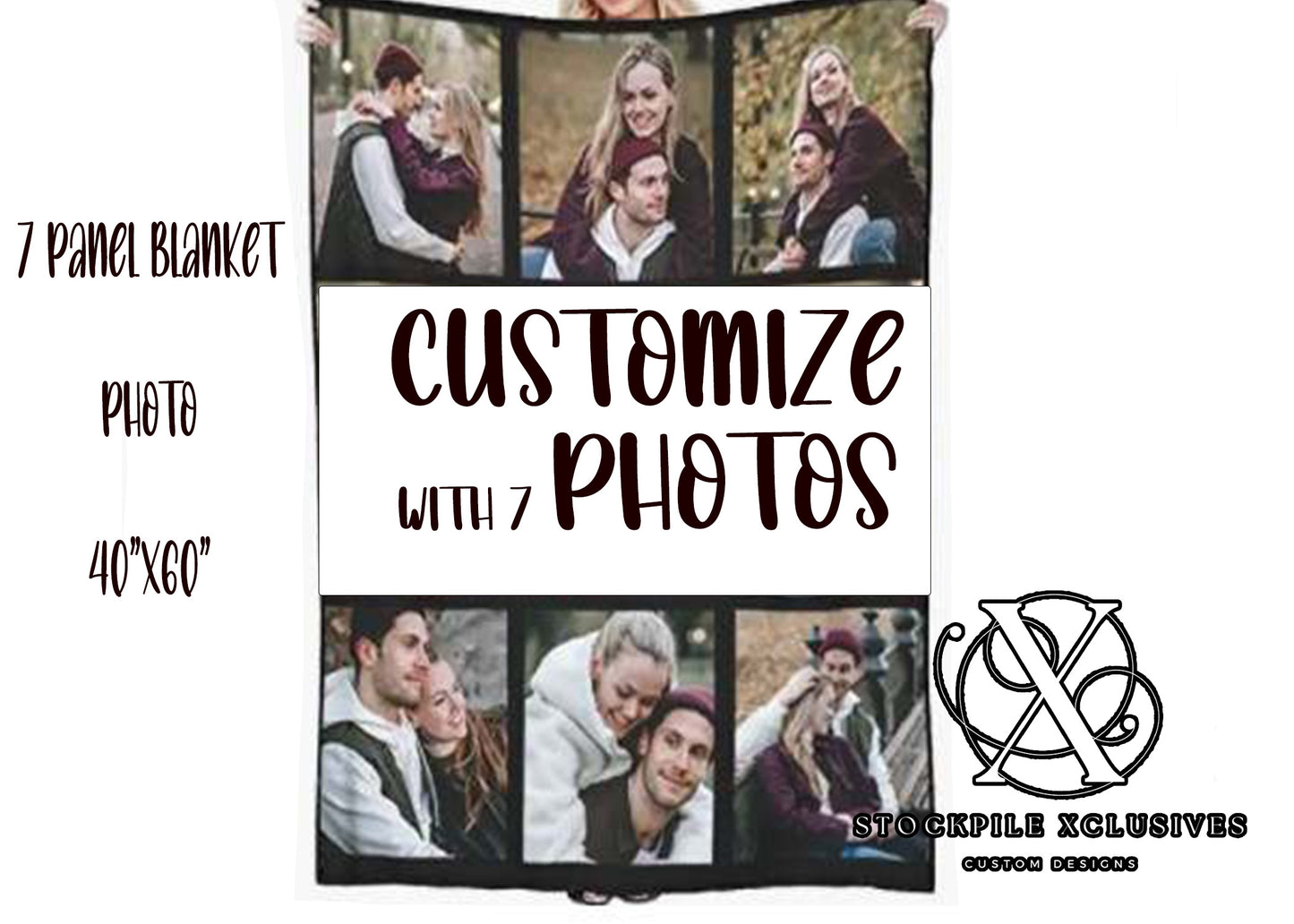 Personalized Blanket, 7 individual photo panels