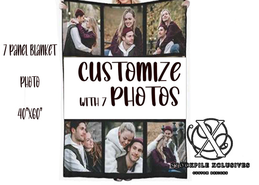 Personalized Blanket, 7 individual photo panels