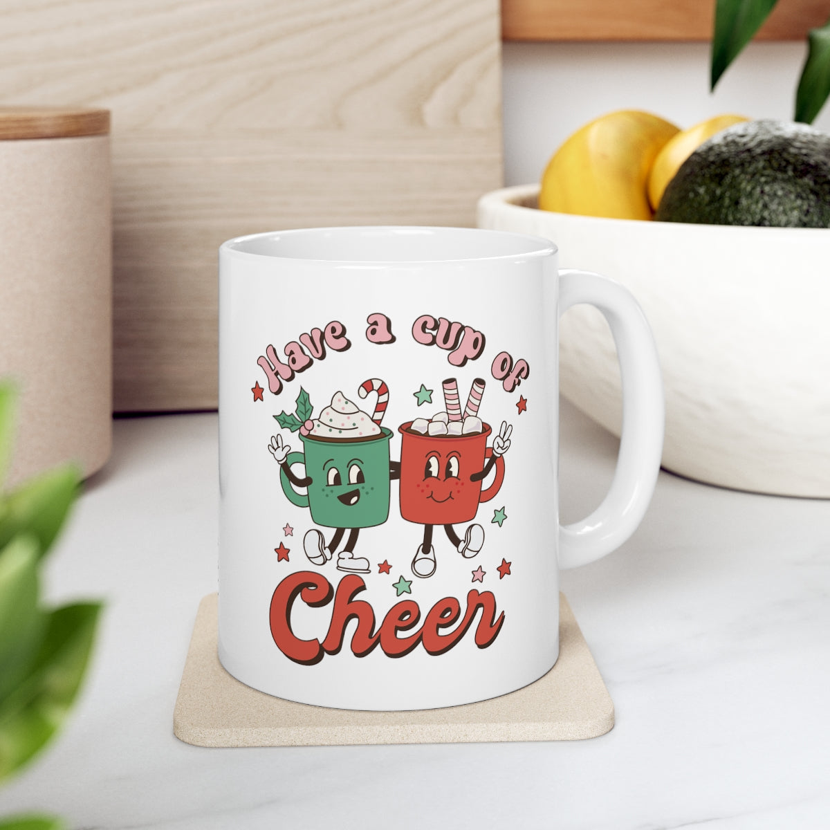 Retro Christmas Mug Add a Name
