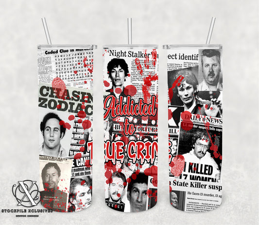 Addicted To True Crime, Serial Killers Newspaper Tumbler
