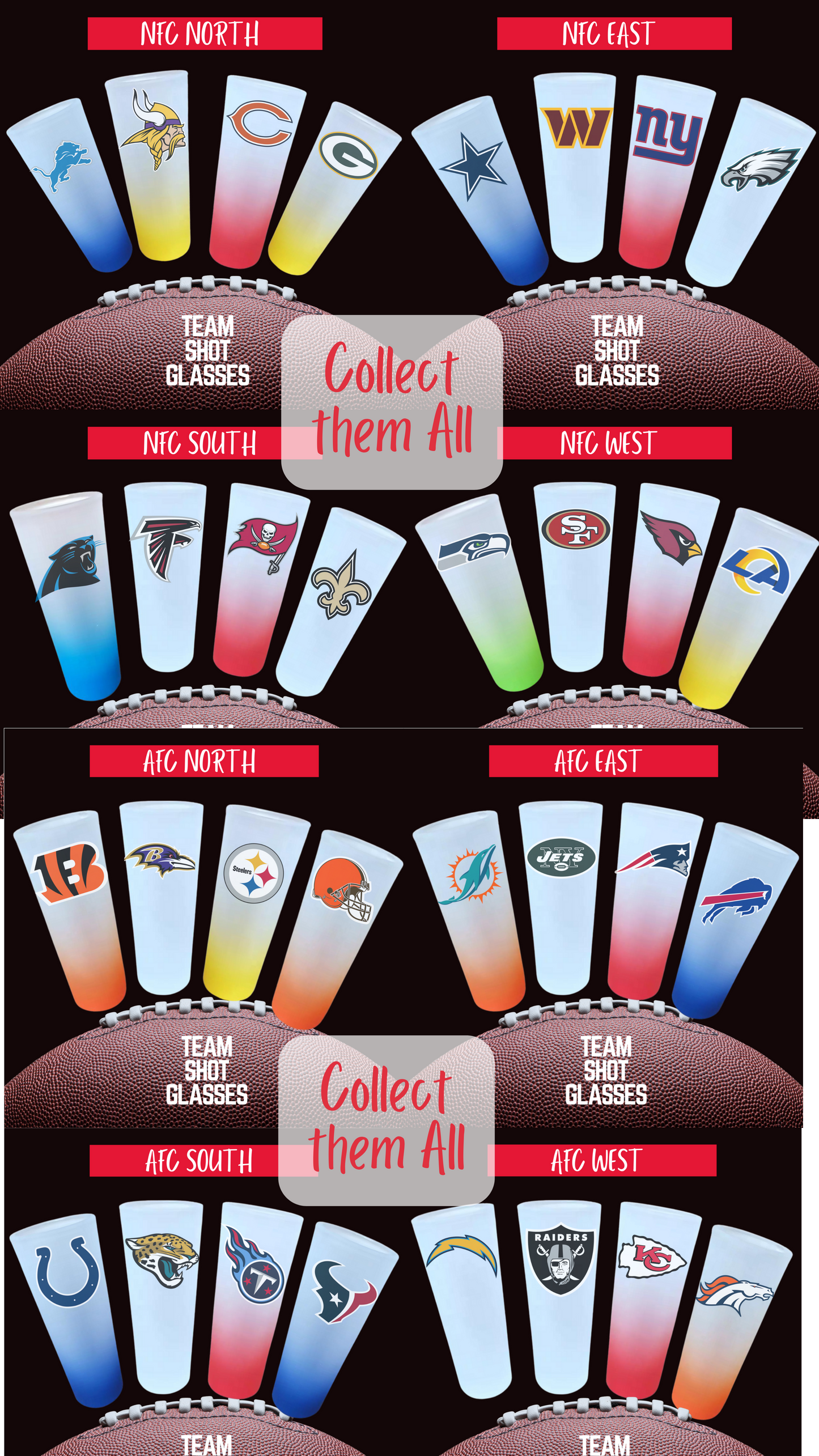 Custom Football Fan Shot Glasses