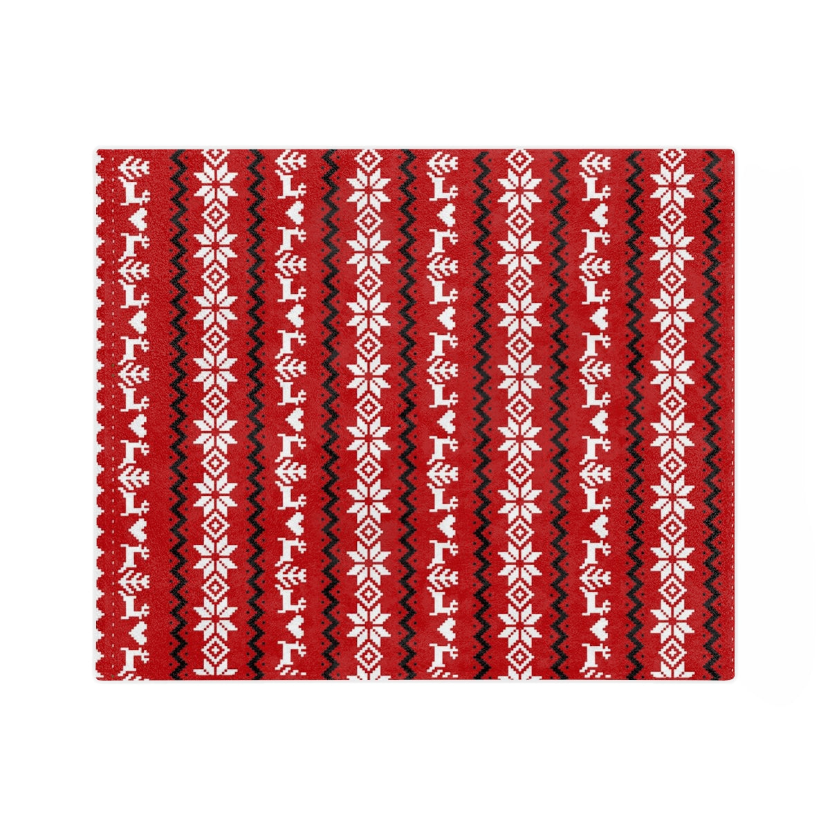 Red White Black Ugly Christmas Sweater Design Christmas Blanket or Throw| Velveteen Minky Blanket | Winter Deer and Snowflake Cover