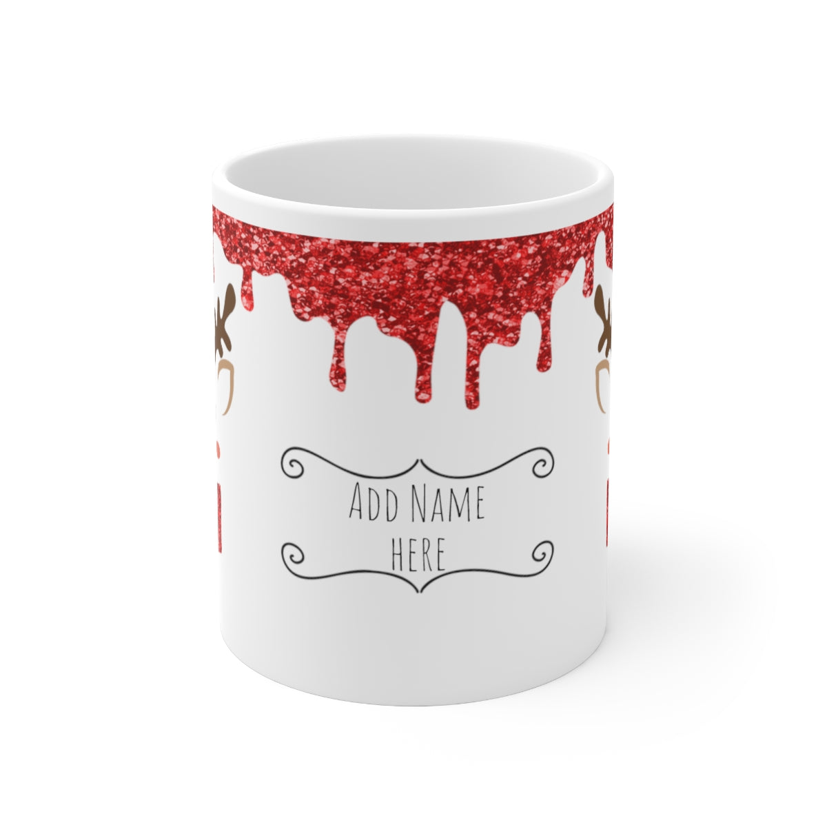 Red Reindeer Christmas Mug Add Name