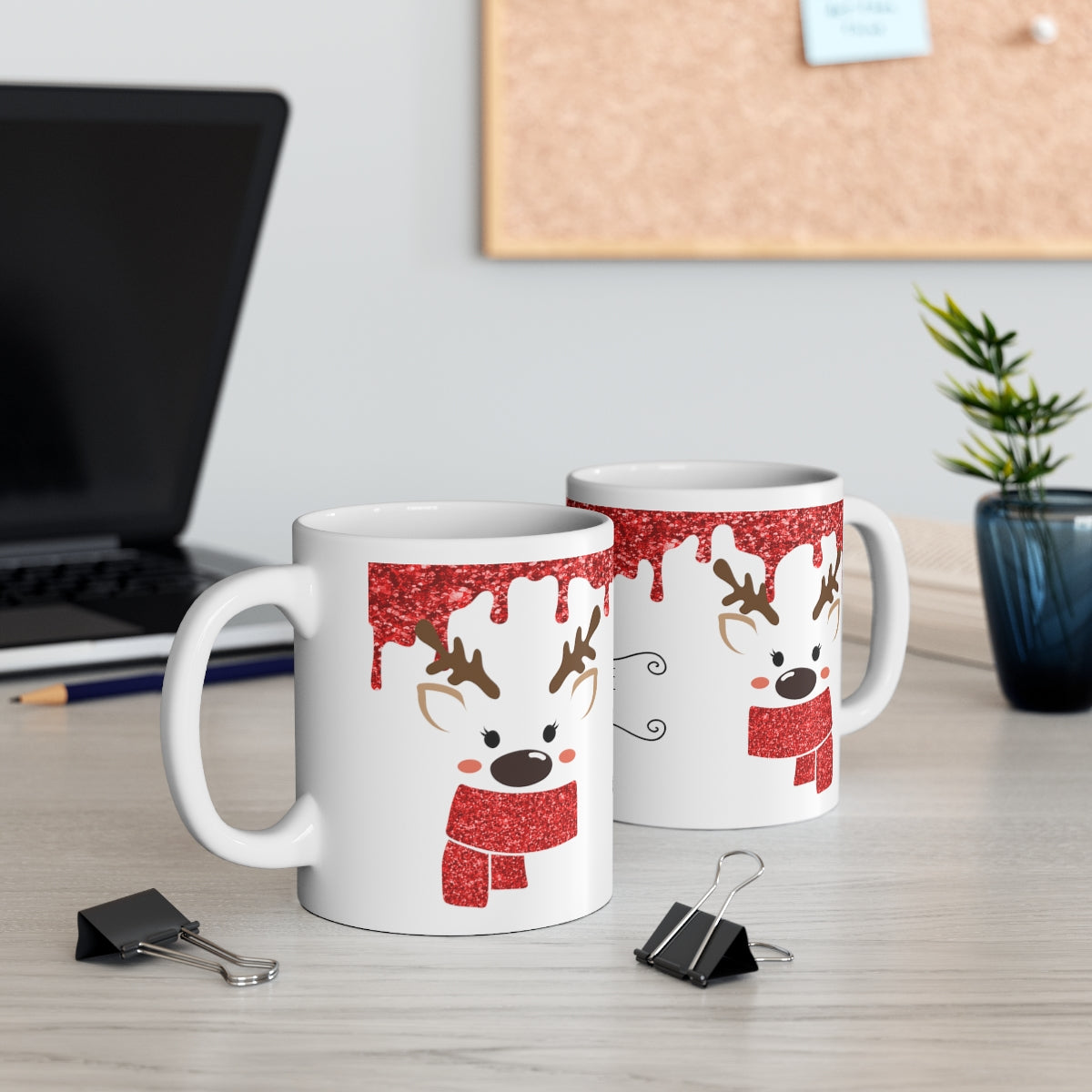 Red Reindeer Christmas Mug Add Name