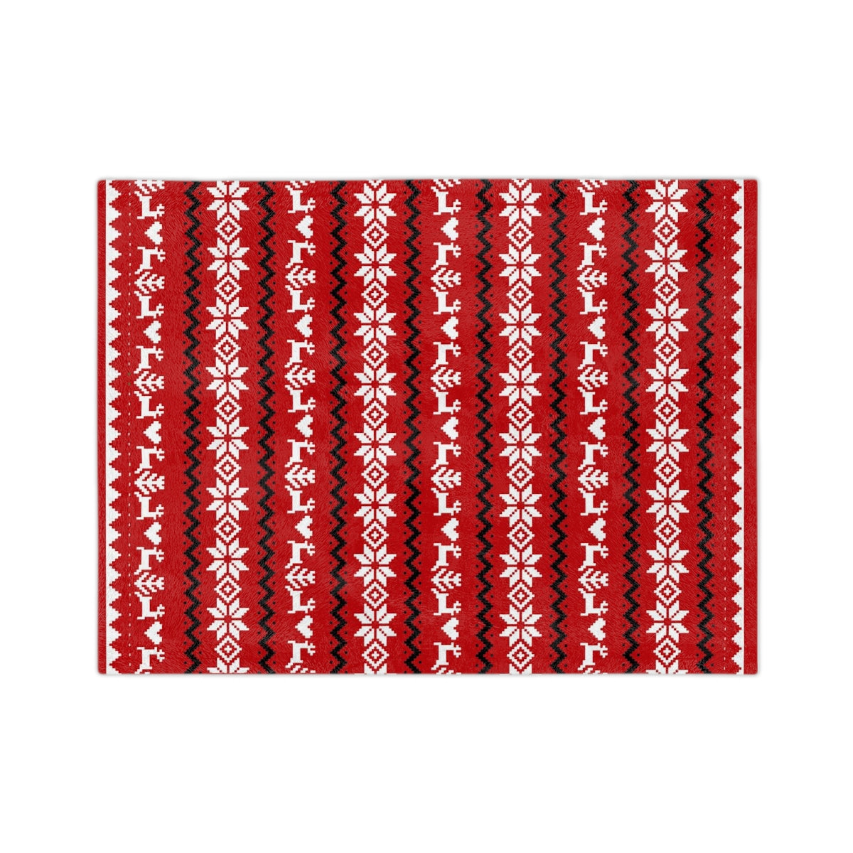 Red White Black Ugly Christmas Sweater Design Christmas Blanket or Throw| Velveteen Minky Blanket | Winter Deer and Snowflake Cover