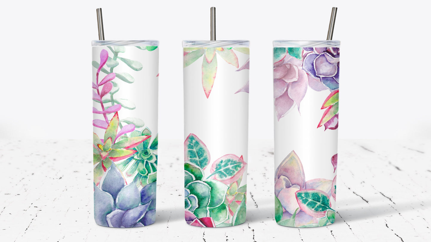 Water color Floral and Succulents Tumbler
