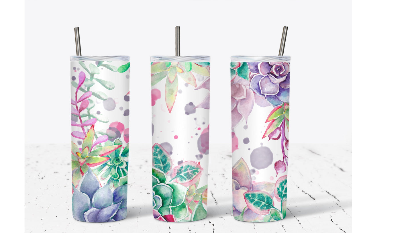 Water color Floral and Succulents Tumbler