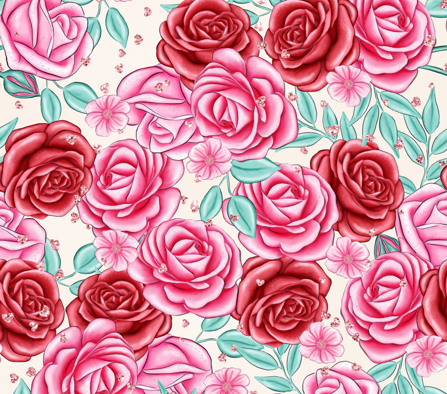 Pink & Red Roses Floral Watercolor Tumbler