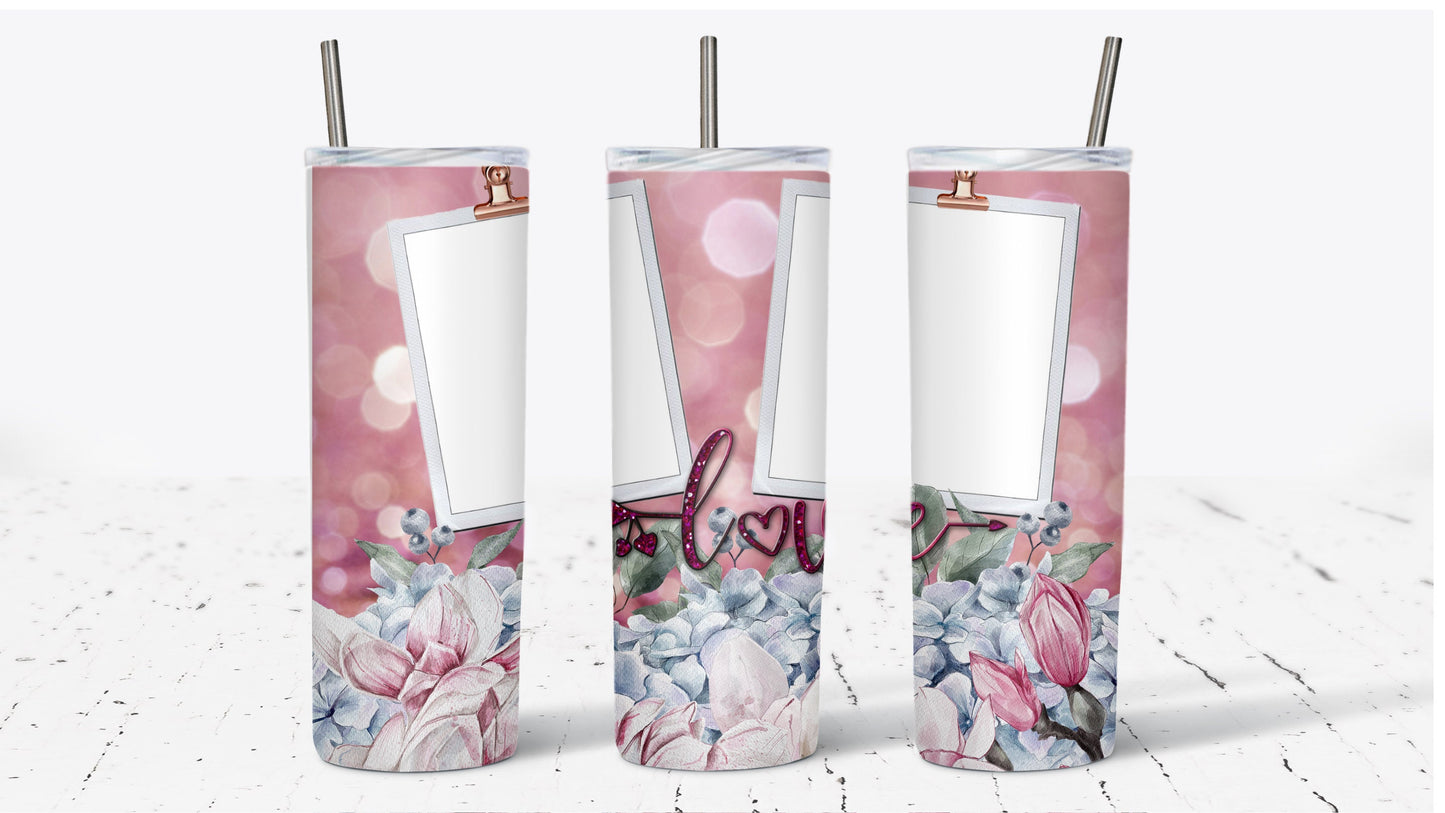 Floral Love Valentines Day Photo Tumbler