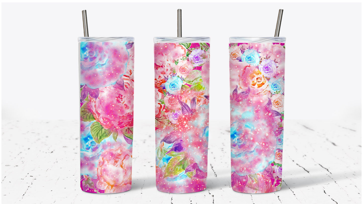 Shades of Pink Floral Watercolor Tumbler