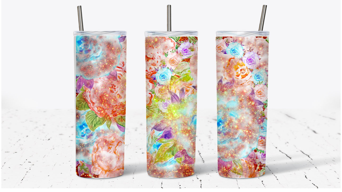 Shades of Red Floral Watercolor Tumbler