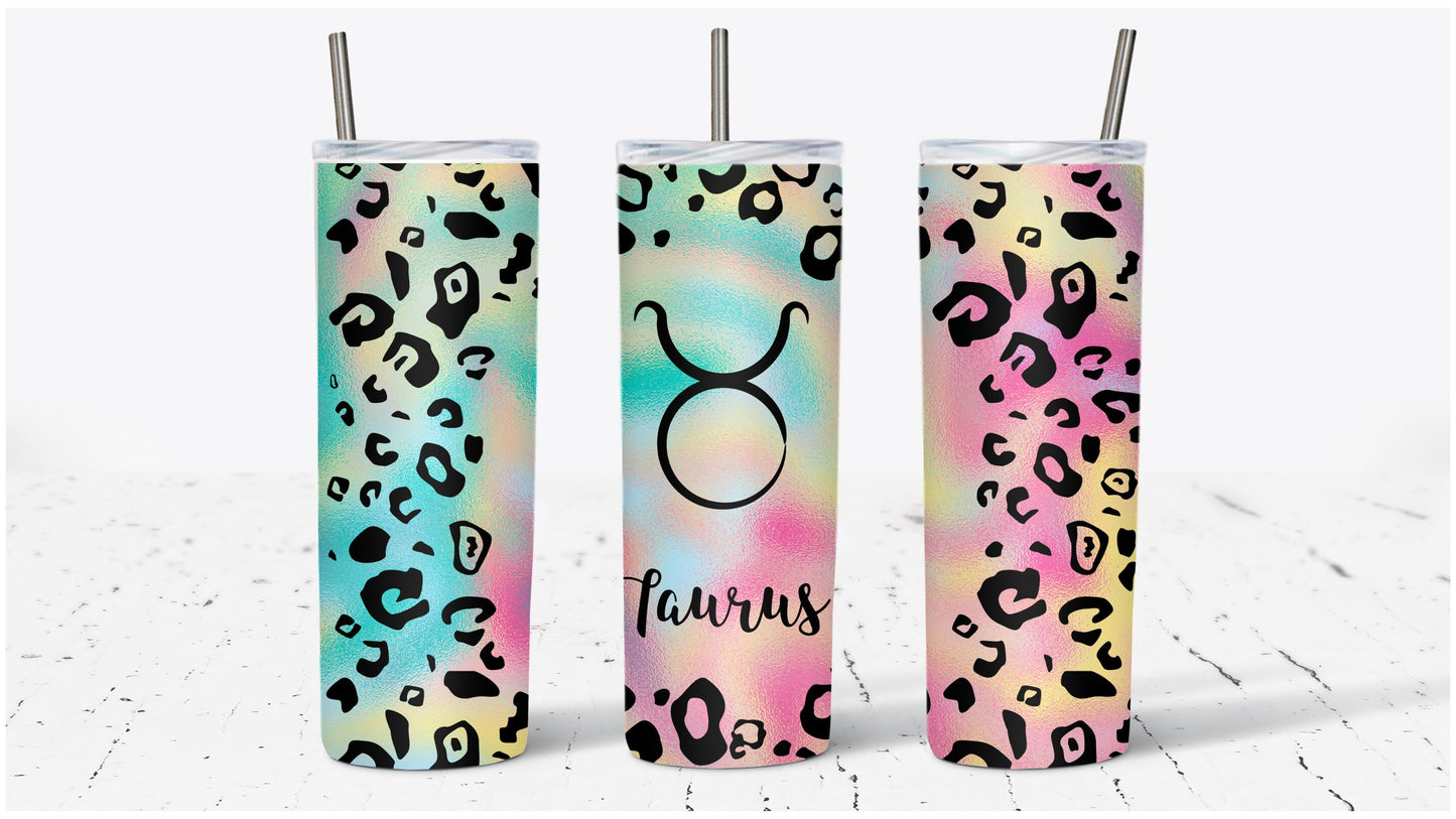 Zodiac Leopard Pastel Print Tumbler