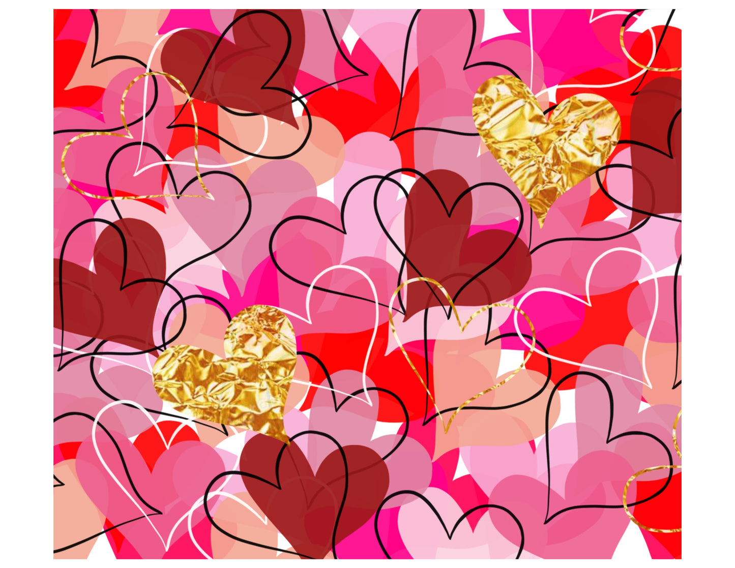 Hearts and gold foil Valentines Day Tumbler