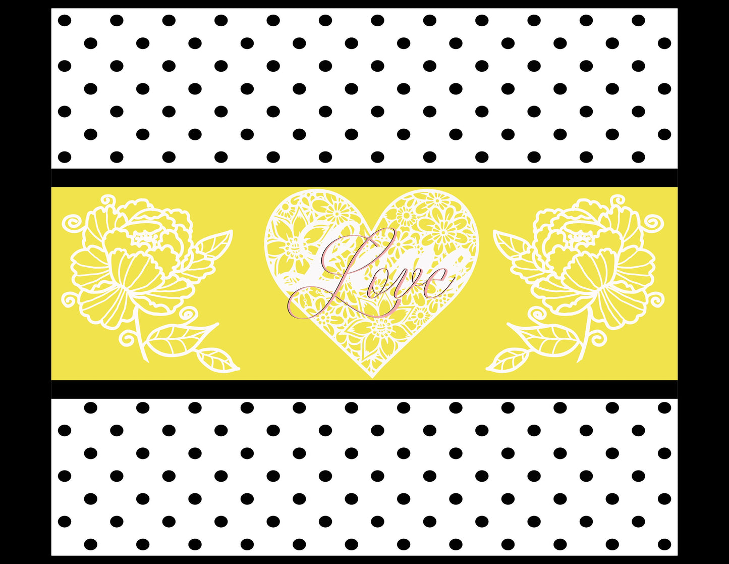 Yellow Pink Love Black white polka dot Tumbler
