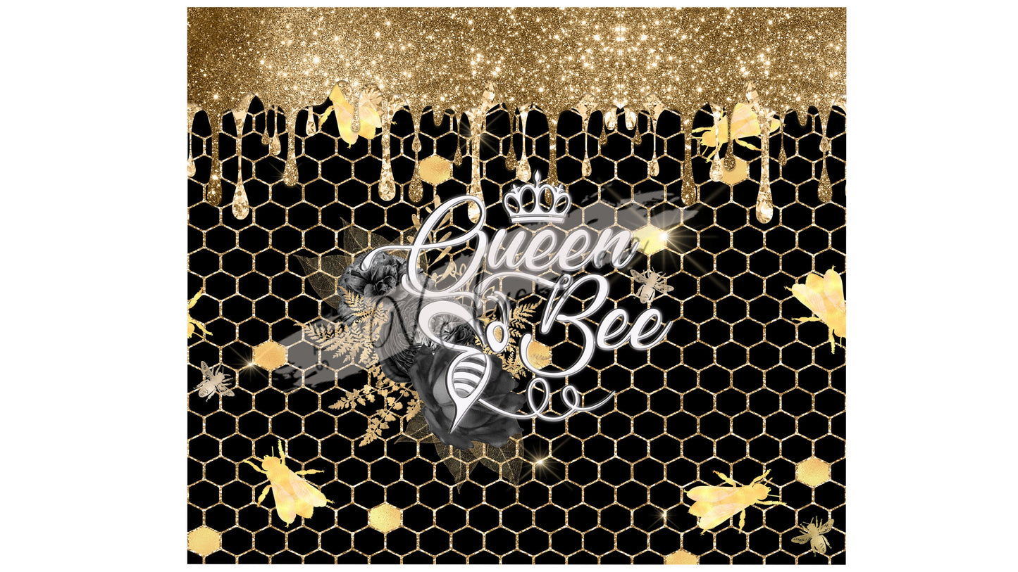 Queen Bee Black Gold| Honeycomb Bee Glamorous Tumbler