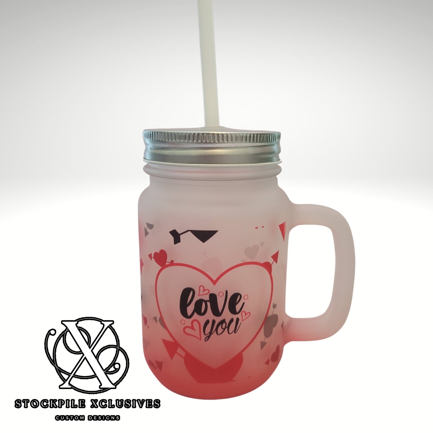 Valentines mason jar mugs
