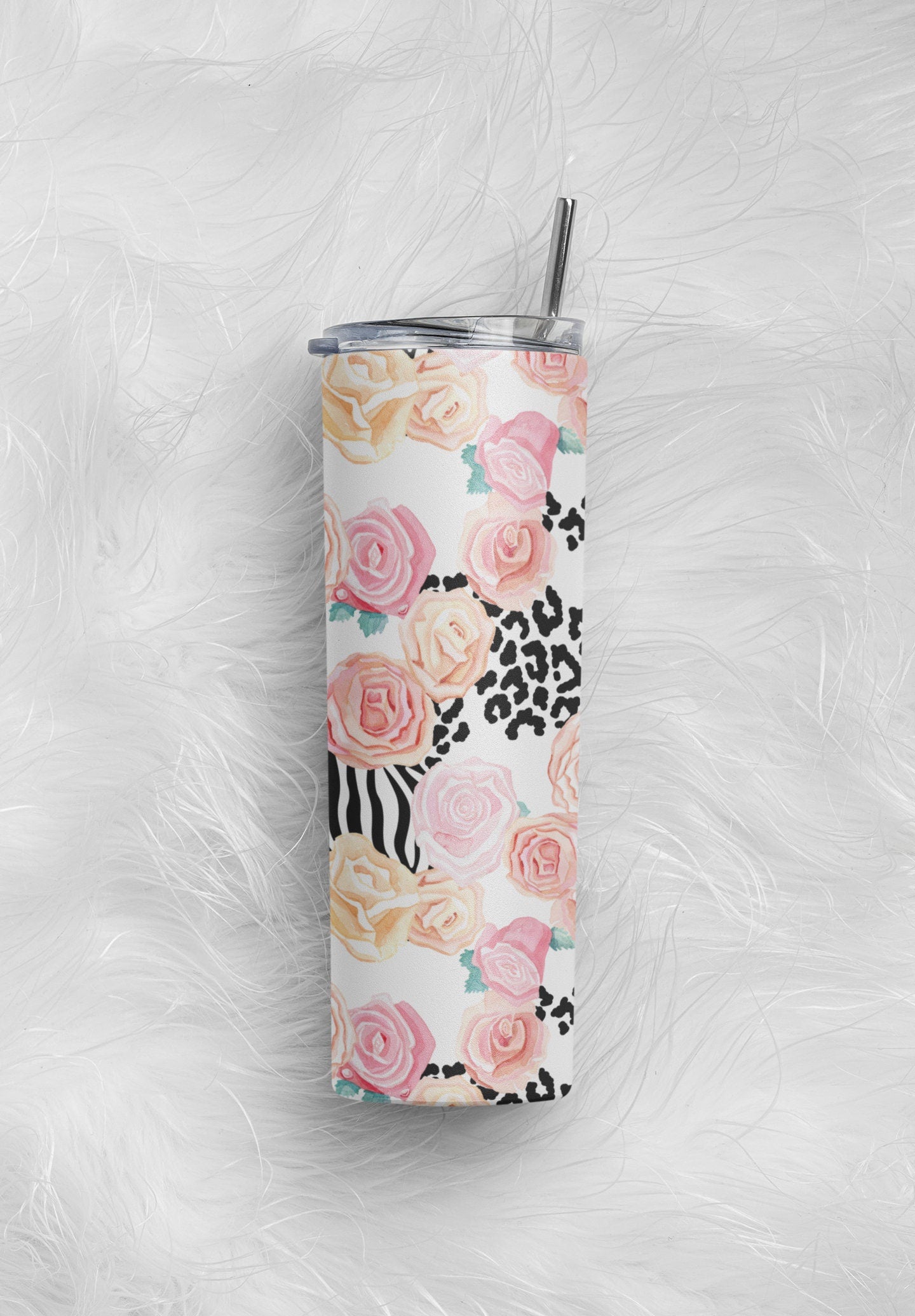 Flowers Roses Animal Print Leopard Zebra Stripes Tumbler
