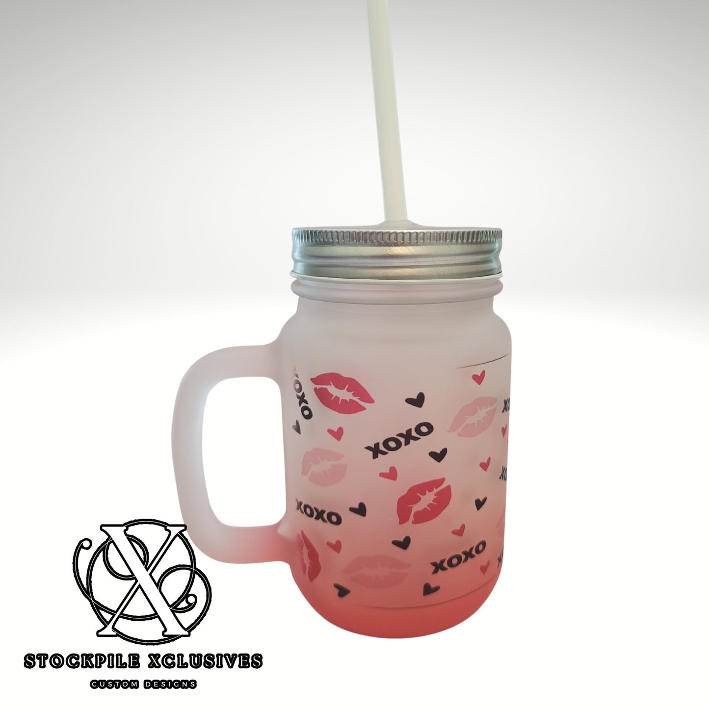 Valentines mason jar mugs
