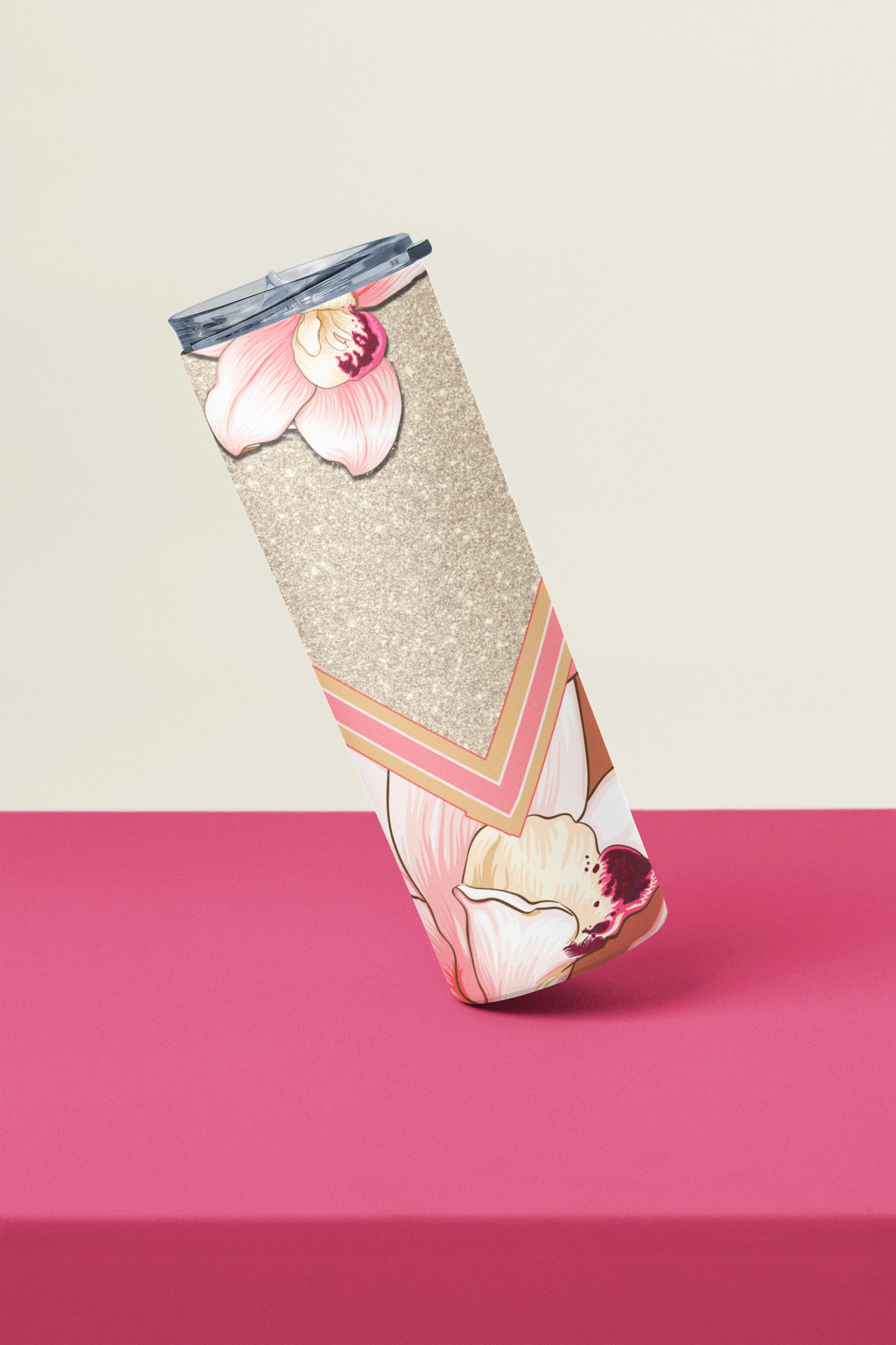 Beautiful Floral V Split Pattern Skinny Tumbler