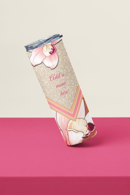 Beautiful Floral V Split Pattern Skinny Tumbler