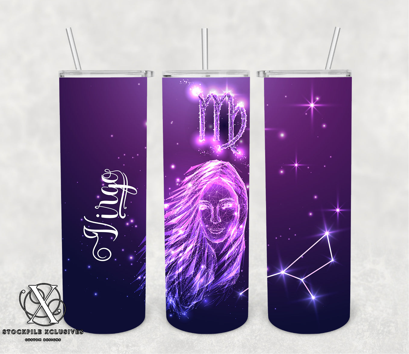 Zodiac Purple Print Consellation Stars Astrology Tumbler