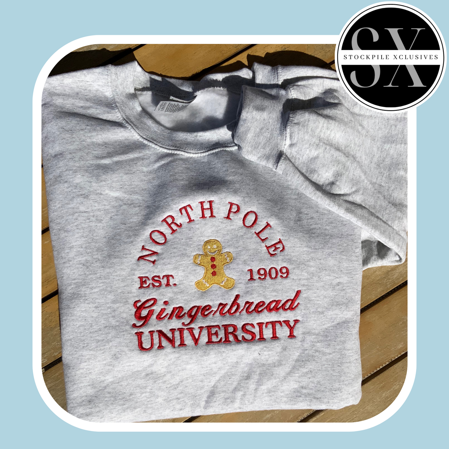 North Pole University Embroidered Hoodie or Sweatshirt