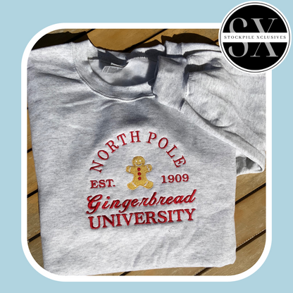 North Pole University Embroidered Hoodie or Sweatshirt