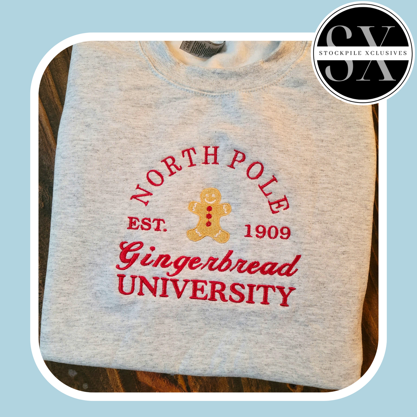 North Pole University Embroidered Hoodie or Sweatshirt