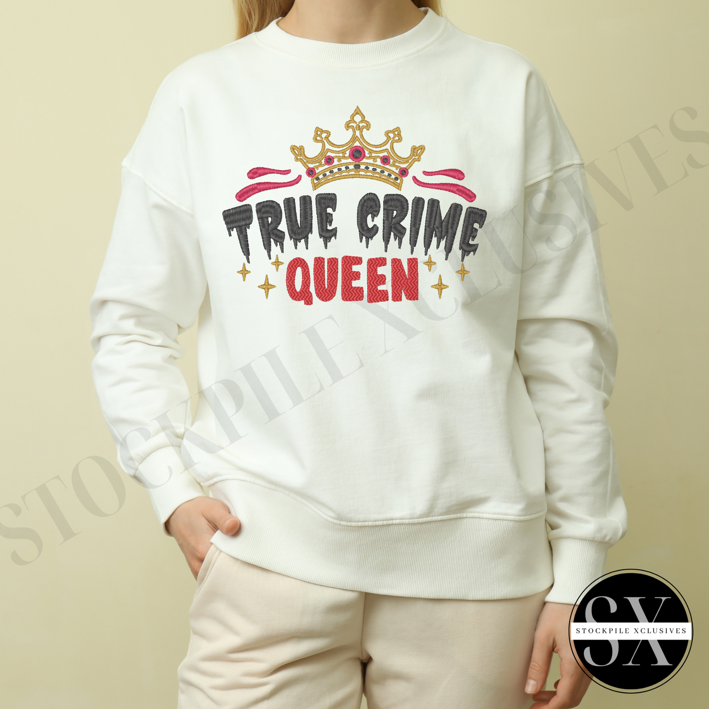 True Crime Queen Embroidered Hoodie or Sweatshirt