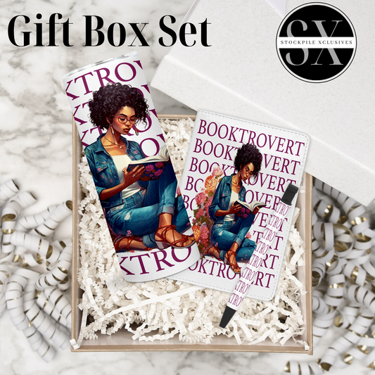 Booktrovert Gift Box Personalized Gift Box With Tumbler Journal Pen Tote Bag