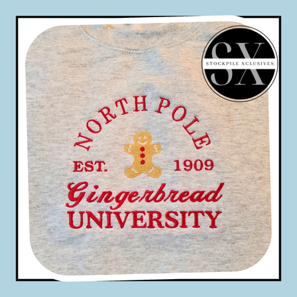 North Pole University Embroidered Hoodie or Sweatshirt