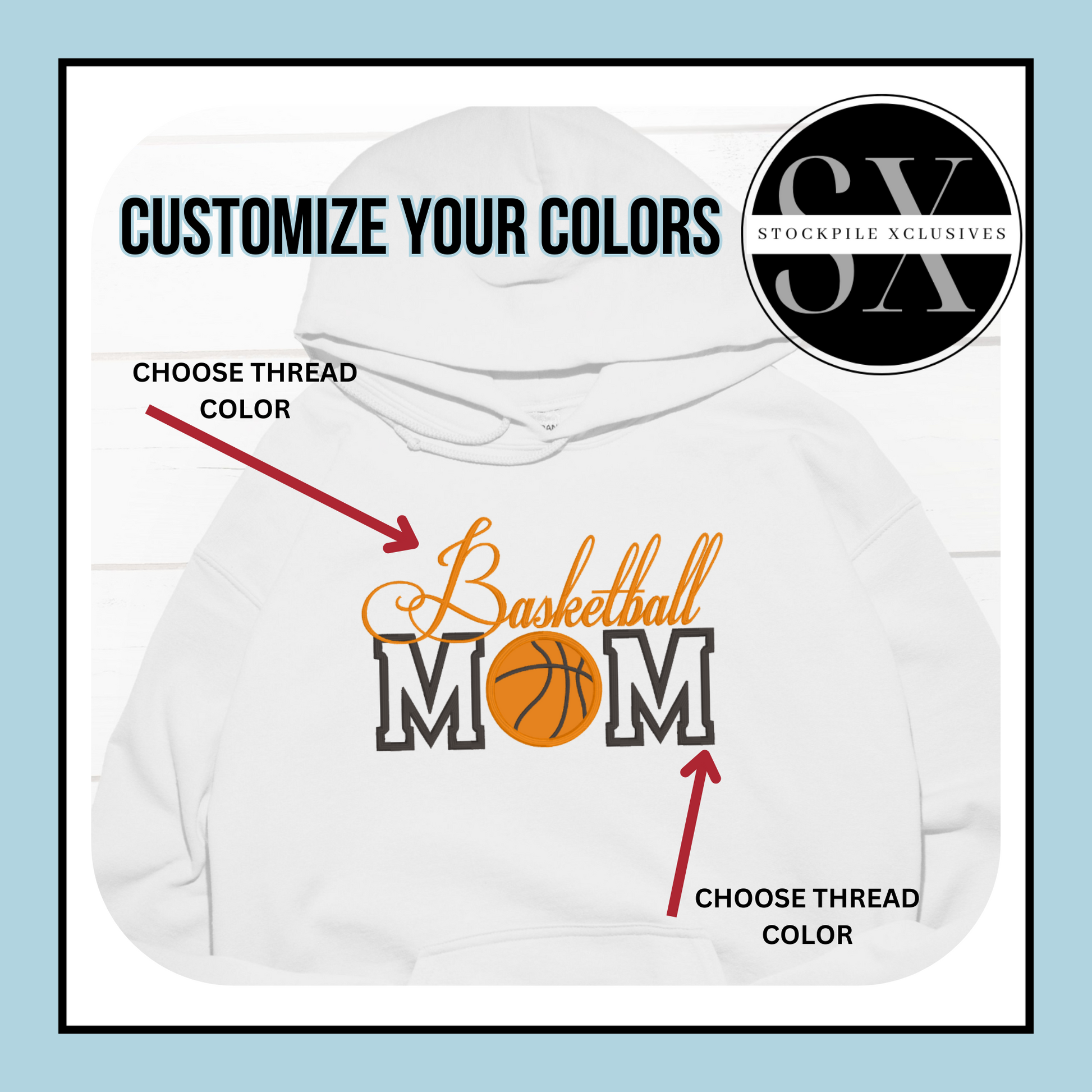 Basketball Mom Embroidered Crewneck Sweatshirt Hoodie
