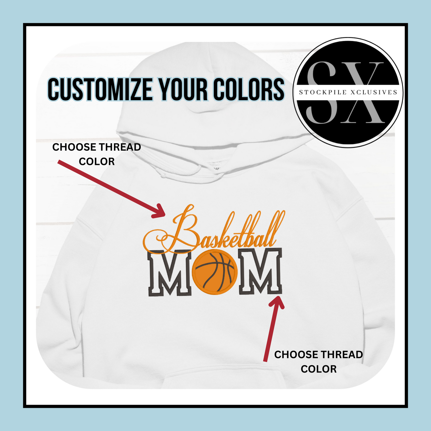 Basketball Mom Embroidered Crewneck Sweatshirt/Hoodie