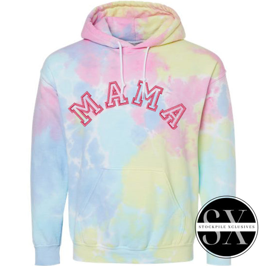 Mom Tie Dye Embroidered Hoodie