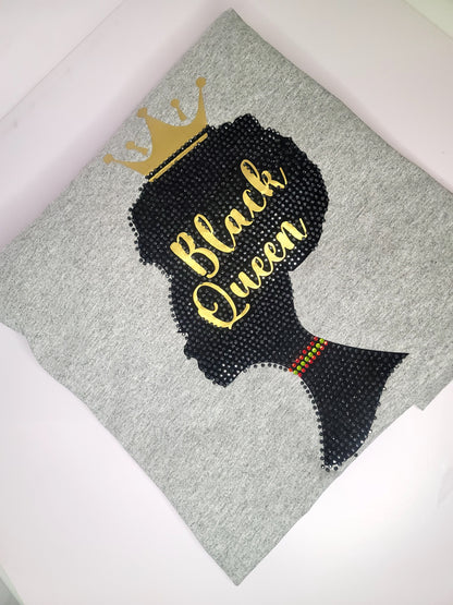 Black Queen Rhinestone Shirt Sweatshirt Hoodie