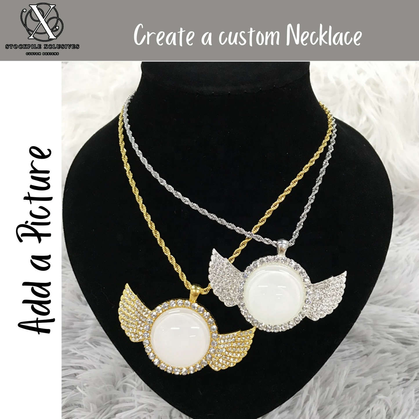 Custom Winged Rhinestone Necklace