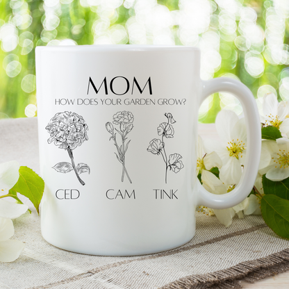 Mom How Does Your Garden Grow Birth Flower Mug