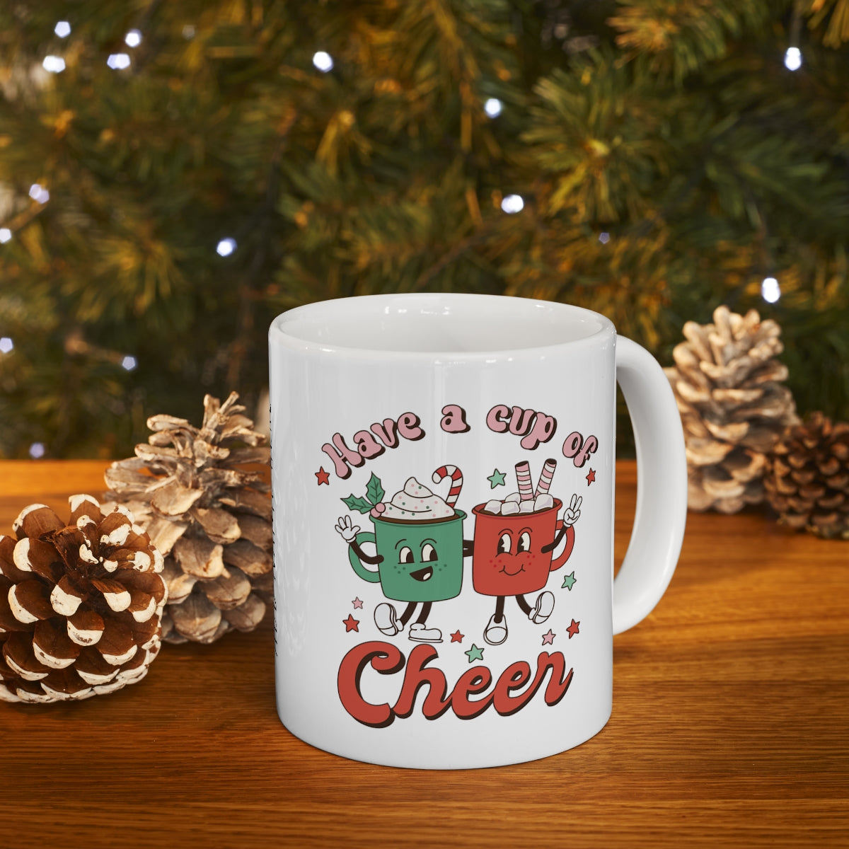 Retro Christmas Mug Add a Name