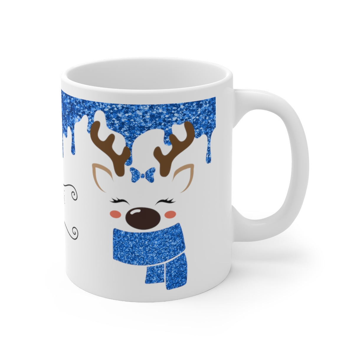 Blue Reindeer Christmas Mug Add Name